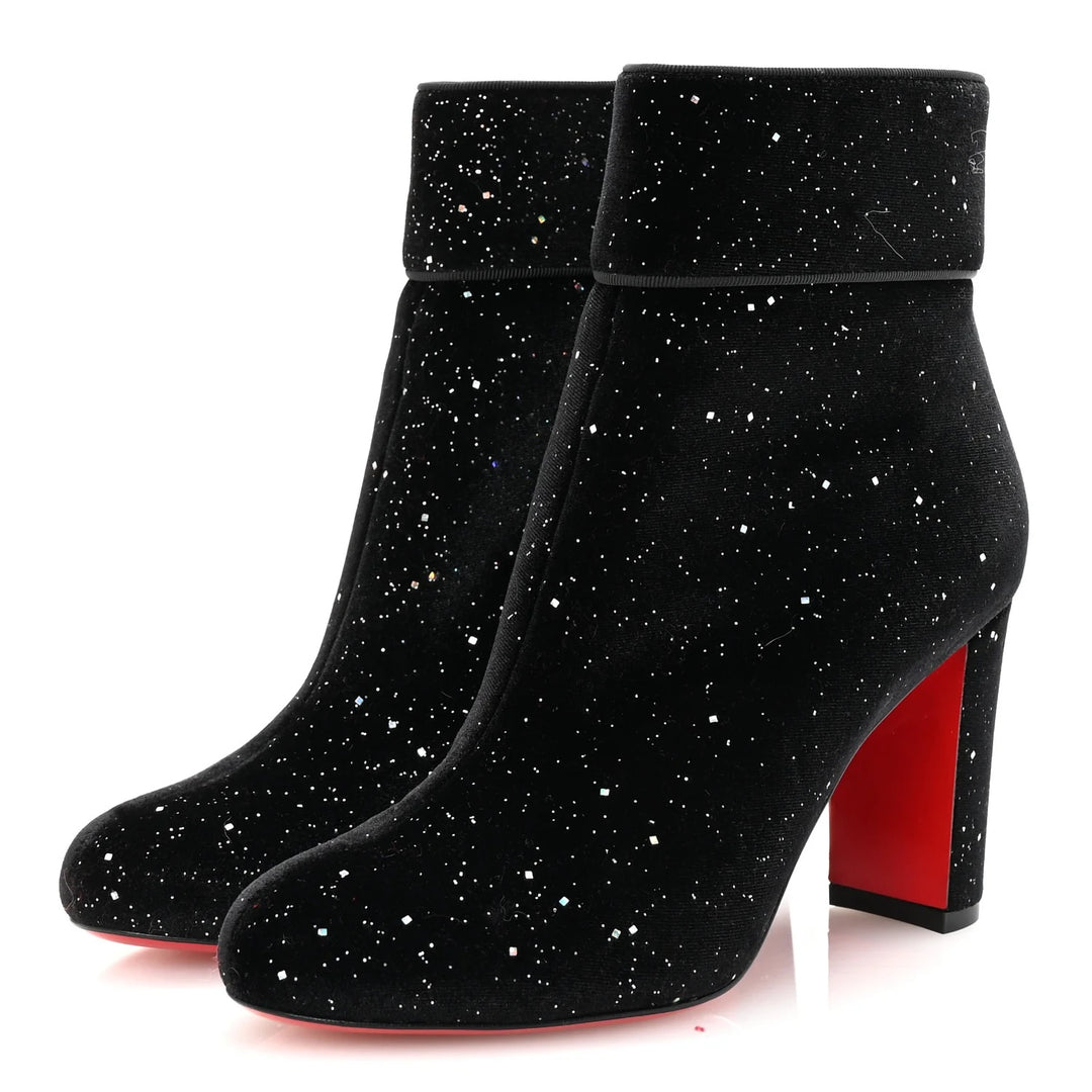 LOUBOUTIN VELVET GALACTICA MOULAMAX 85 BOOTIES
