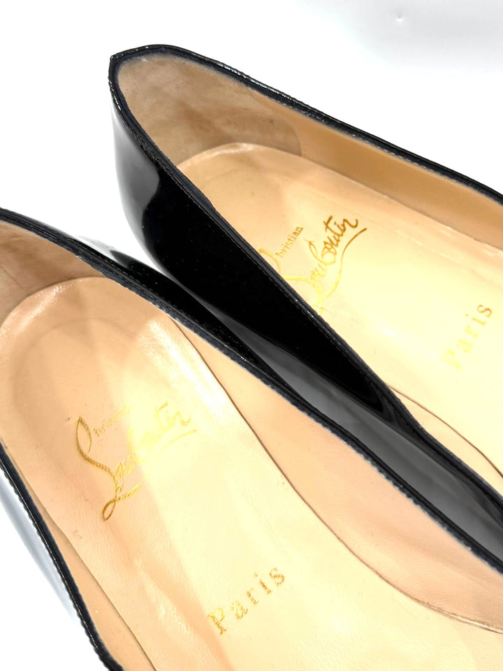 LOUBOUTIN CORSET PATENT LEATHER BALLET FLATS