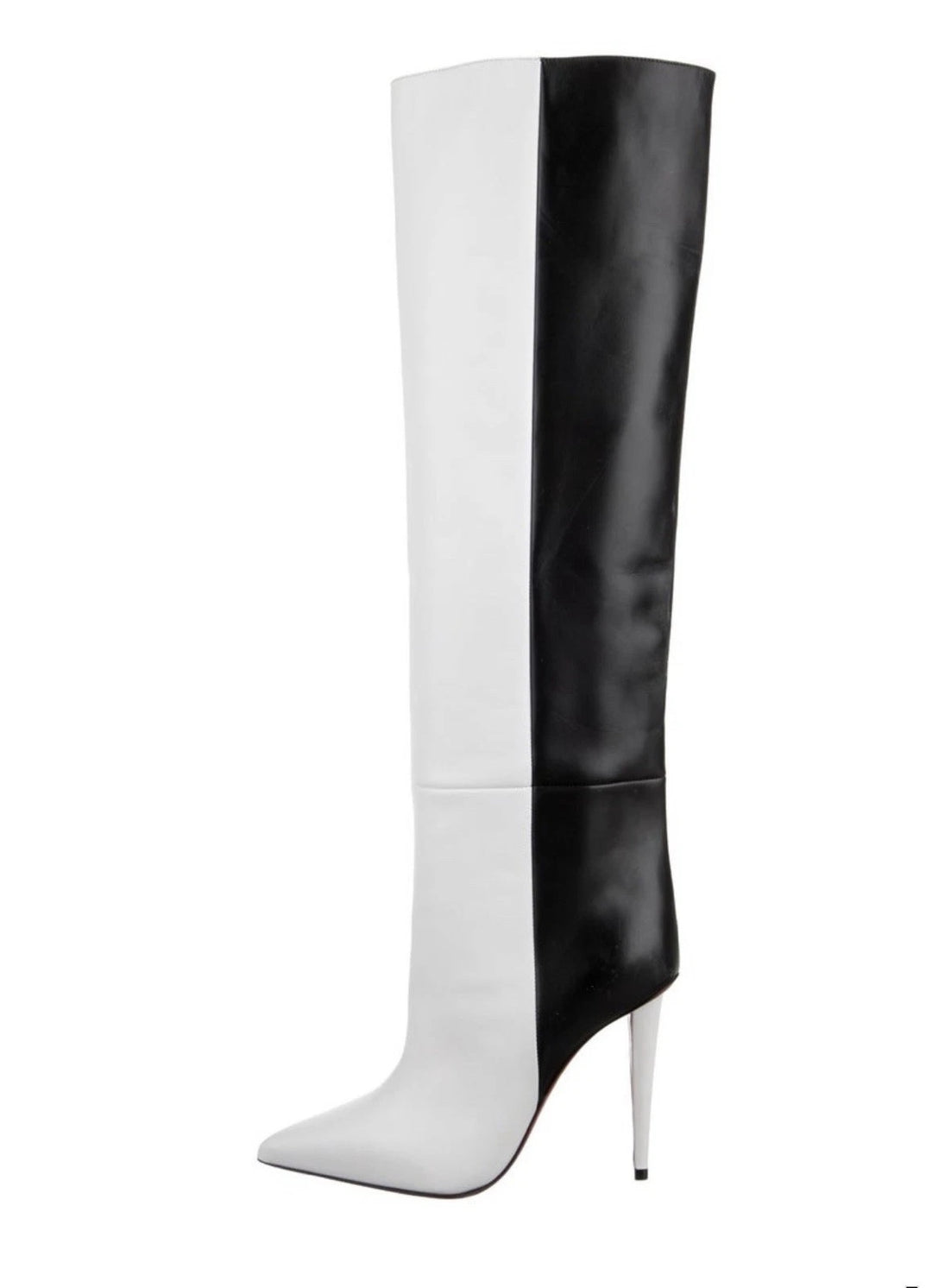 LOUBOUTIN ASTRILARGE BOTTA 100 CALFSKIN LEATHER KNEE-HIGH BOOTS