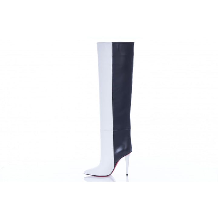 LOUBOUTIN ASTRILARGE BOTTA 100 CALFSKIN LEATHER KNEE-HIGH BOOTS