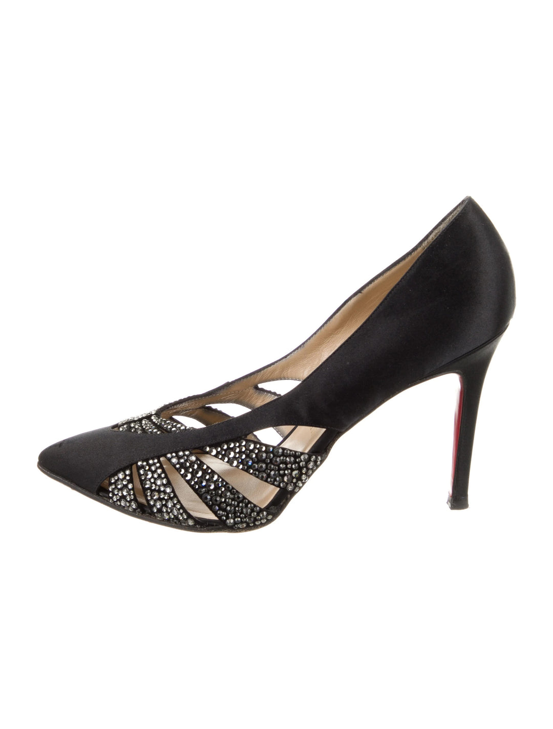 LOUBOUTIN SATIN CRYSTAL NOSY STRASS PUMPS