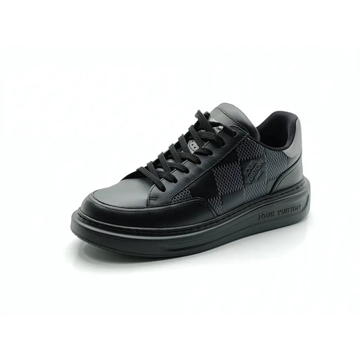 LOUIS VUITTON BEVERLY HILLS DAMIER GRAPHITE LEATHER SNEAKERS