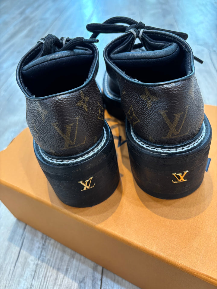 LOUIS VUITTON BEAUBOURG MONOGRAM PLATFORM DERBY SHOES