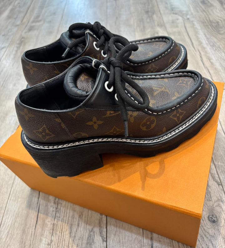 LOUIS VUITTON BEAUBOURG MONOGRAM PLATFORM DERBY SHOES