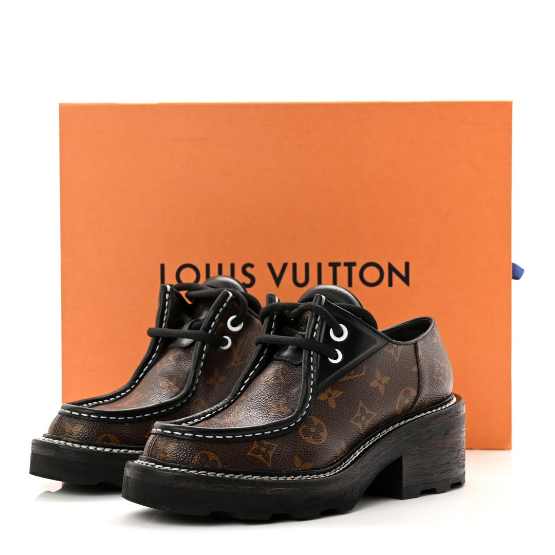 LOUIS VUITTON BEAUBOURG MONOGRAM PLATFORM DERBY SHOES