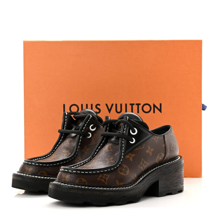 LOUIS VUITTON BEAUBOURG MONOGRAM PLATFORM DERBY SHOES