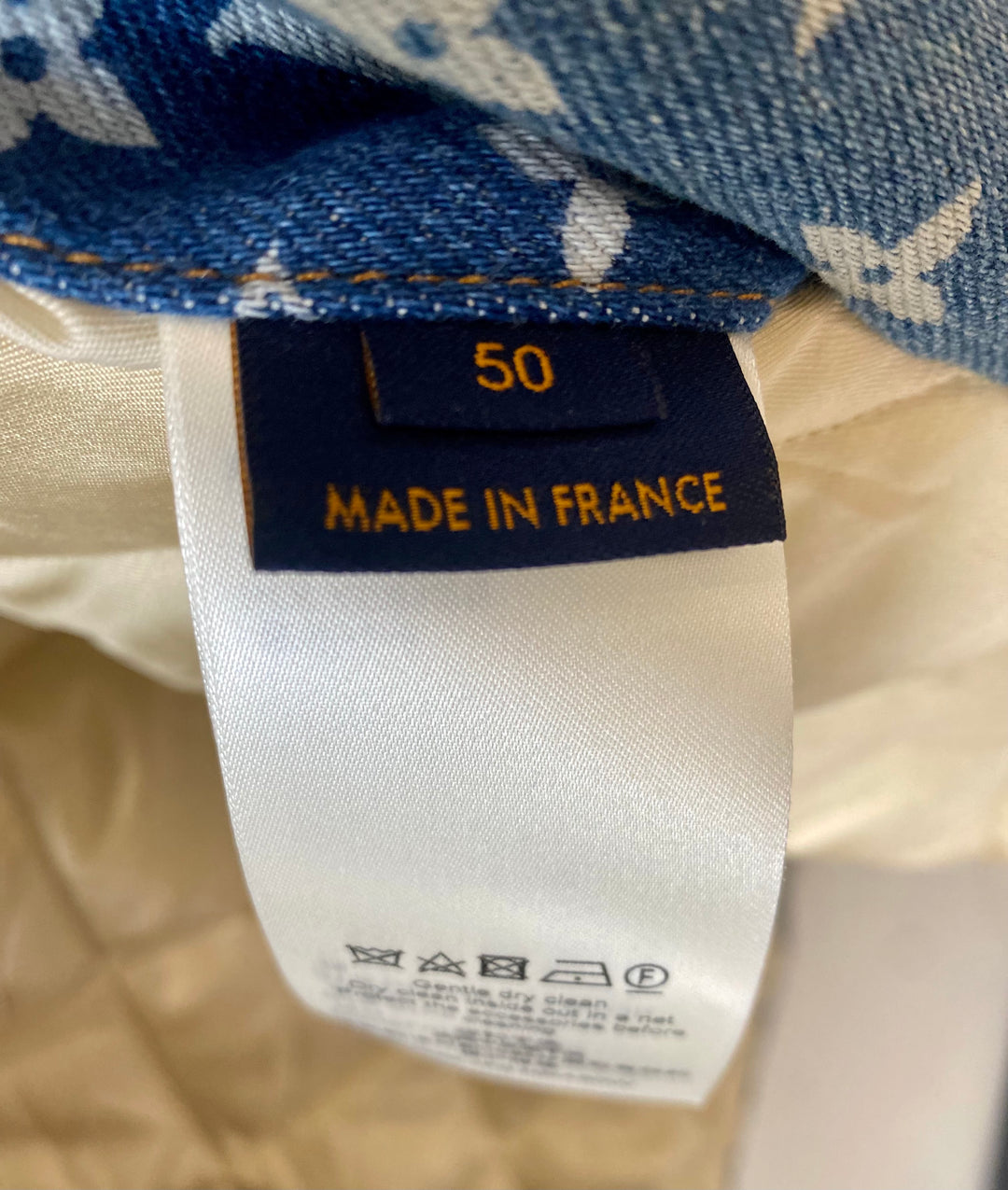 LOUIS VUITTON DISTRESSED DENIM MONOGRAM FLORAL WORKWEAR JACKET
