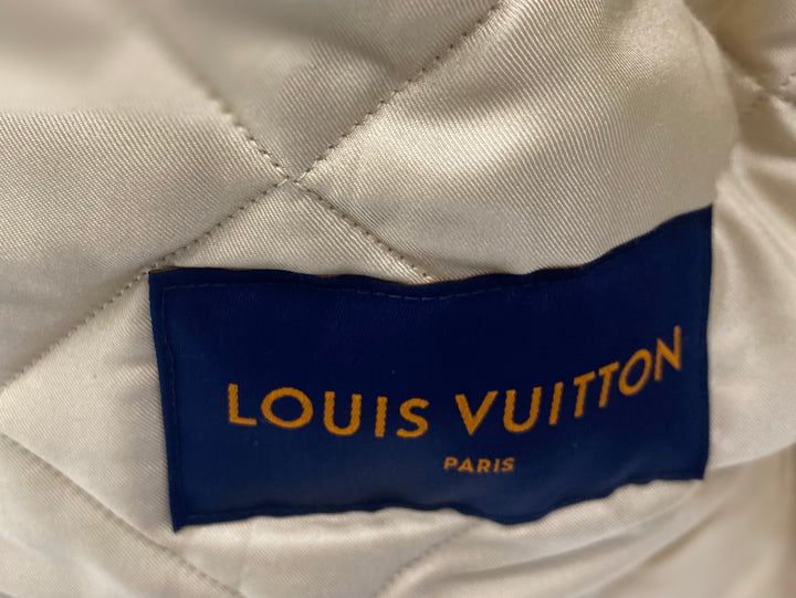 LOUIS VUITTON DISTRESSED DENIM MONOGRAM FLORAL WORKWEAR JACKET