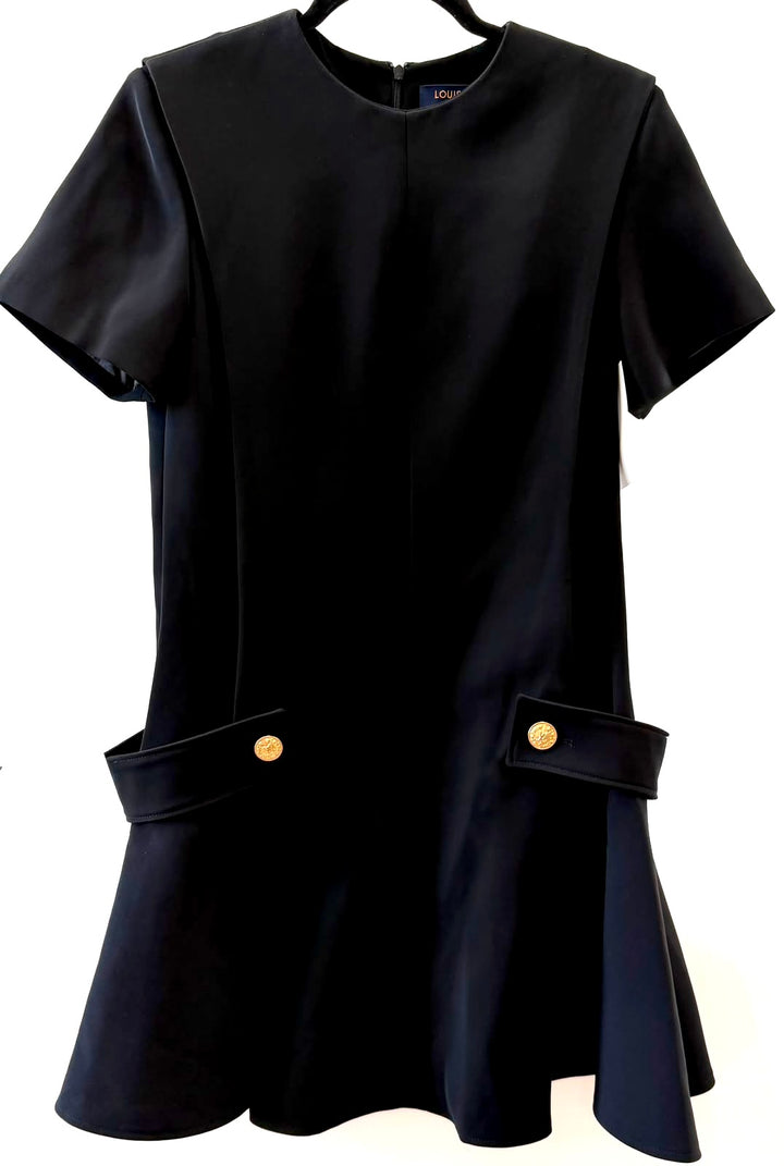 LOUIS VUITTON CREPE SHORT-SLEEVE MARTINGALE MINI DRESS