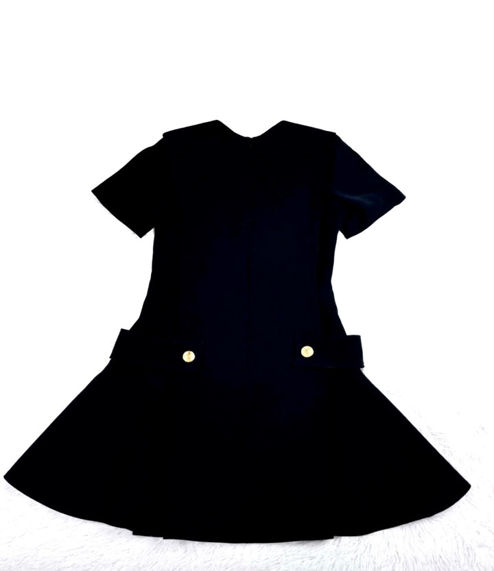 LOUIS VUITTON CREPE SHORT-SLEEVE MARTINGALE MINI DRESS