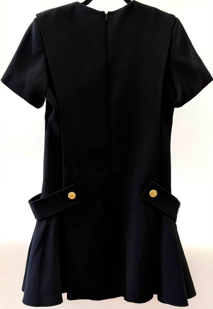 LOUIS VUITTON CREPE SHORT-SLEEVE MARTINGALE MINI DRESS