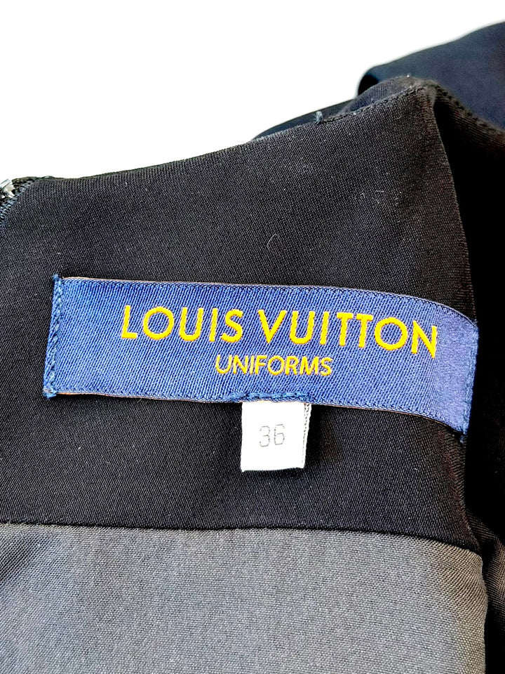 LOUIS VUITTON CREPE SHORT-SLEEVE MARTINGALE MINI DRESS