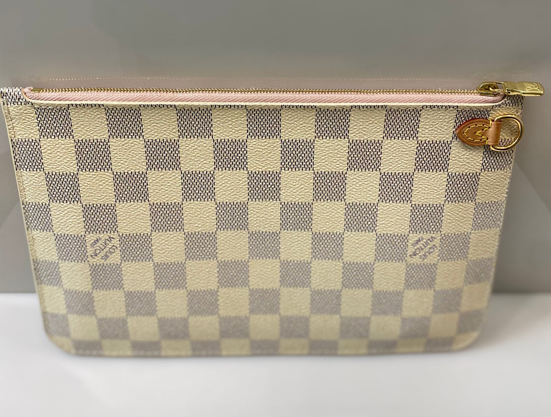 LOUIS VUITTON DAMIER AZUR NEVERFULL POCHETTE ROSE BALLERINE