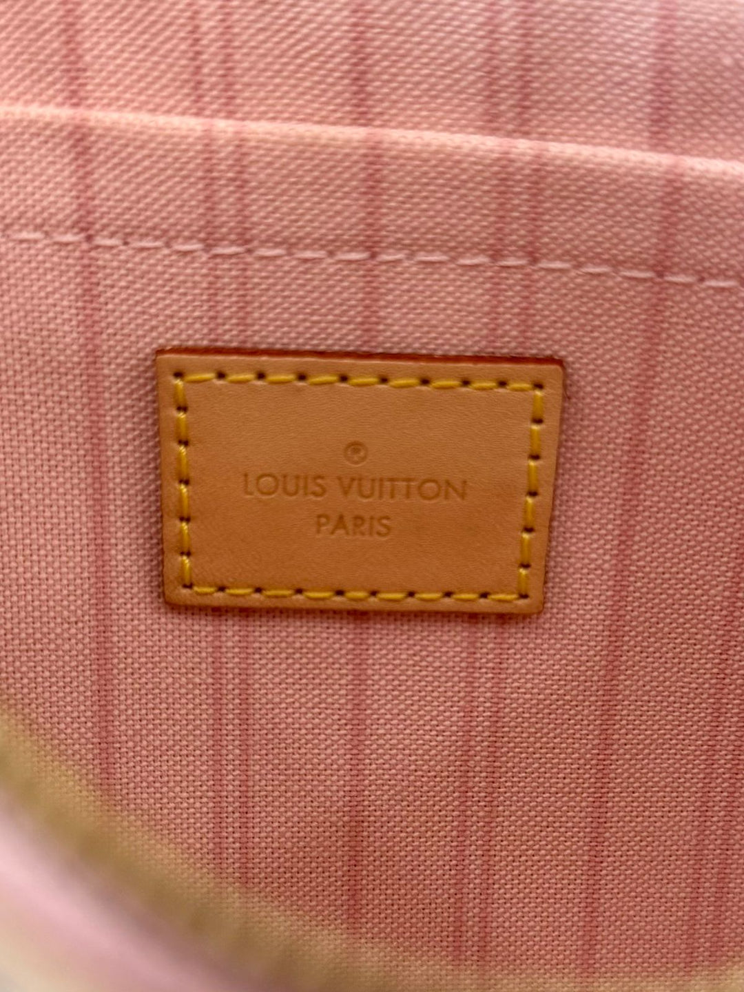 LOUIS VUITTON DAMIER AZUR NEVERFULL POCHETTE ROSE BALLERINE