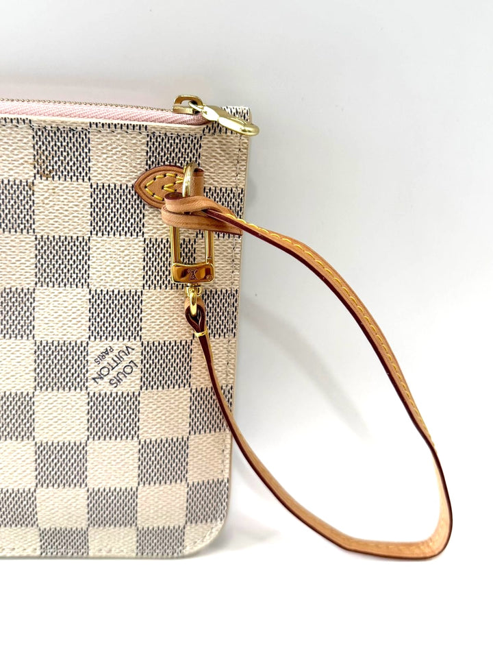 LOUIS VUITTON DAMIER AZUR NEVERFULL POCHETTE ROSE BALLERINE