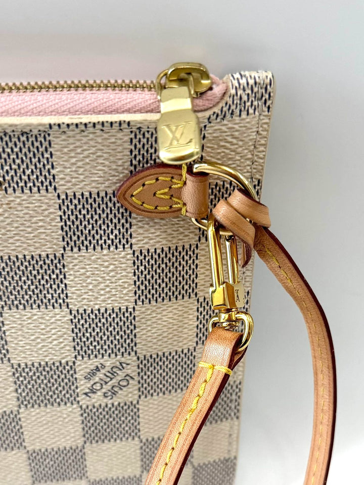 LOUIS VUITTON DAMIER AZUR NEVERFULL POCHETTE ROSE BALLERINE