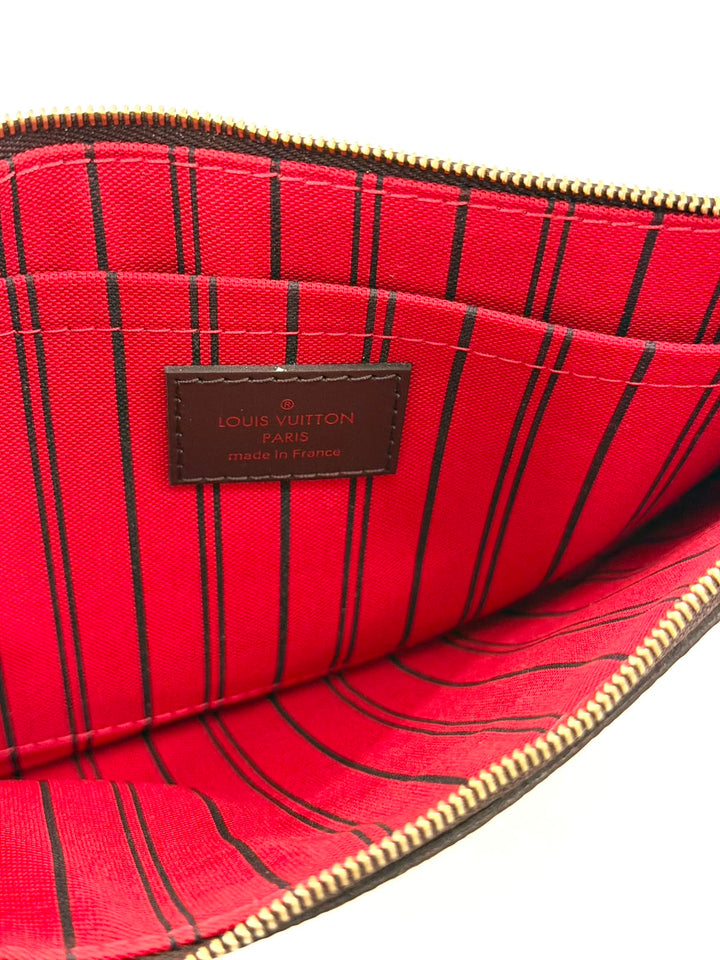 LOUIS VUITTON DAMIER EBENE NEVERFULL POCHETTE WRISTLET