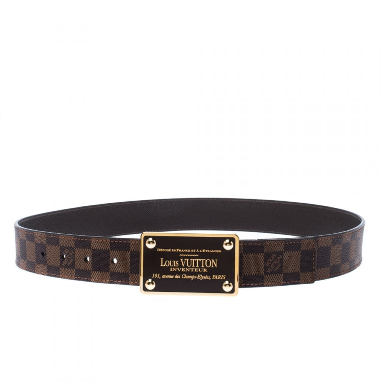 LOUIS VUITTON DAMIER EBENE LV BUCKLE  REVERSIBLE BELT