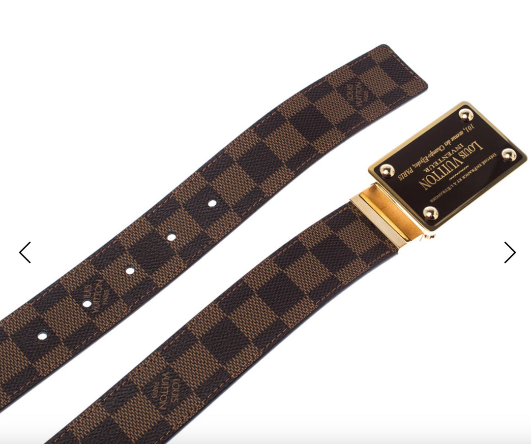 LOUIS VUITTON DAMIER EBENE LV BUCKLE  REVERSIBLE BELT