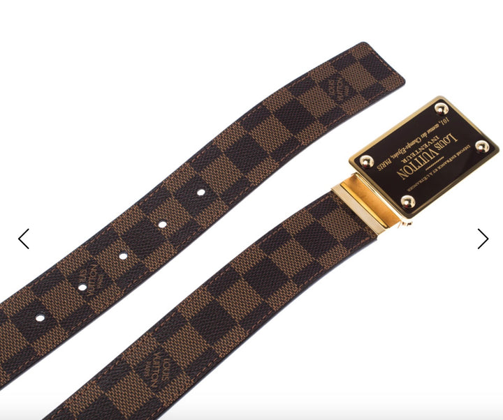 LOUIS VUITTON DAMIER EBENE LV BUCKLE  REVERSIBLE BELT