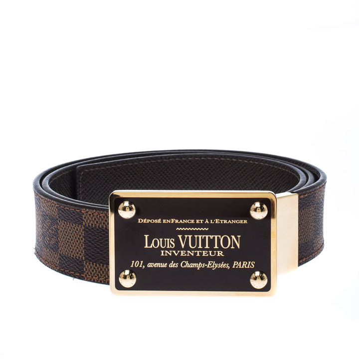 LOUIS VUITTON DAMIER EBENE LV BUCKLE  REVERSIBLE BELT
