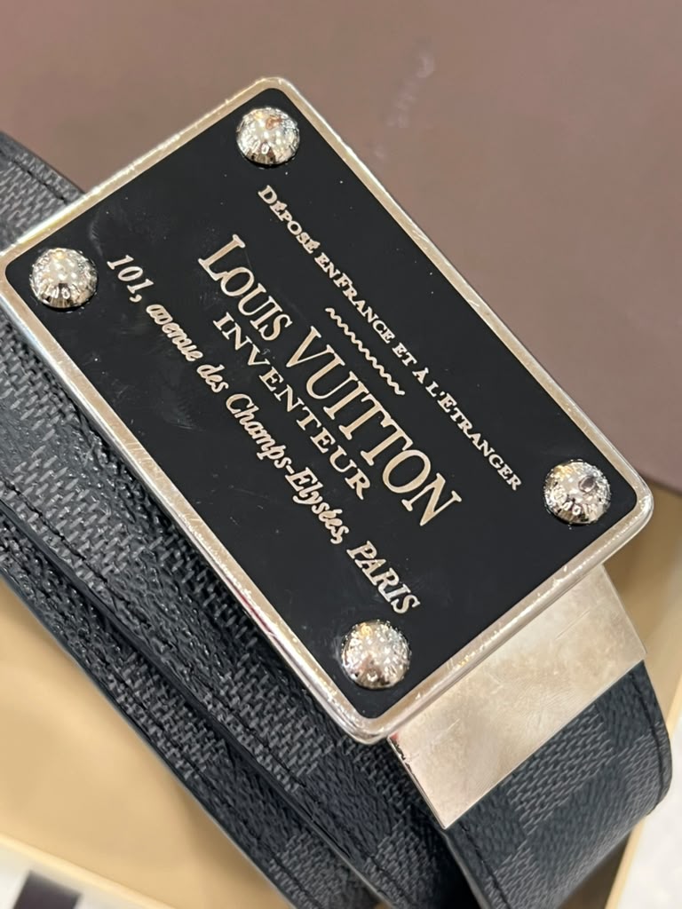 LOUIS VUITTON DAMIER GRAPHITE INVENTEUR BUCKLE REVERSIBLE BELT