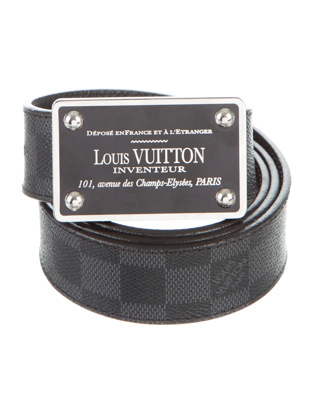 LOUIS VUITTON DAMIER GRAPHITE INVENTEUR BUCKLE REVERSIBLE BELT