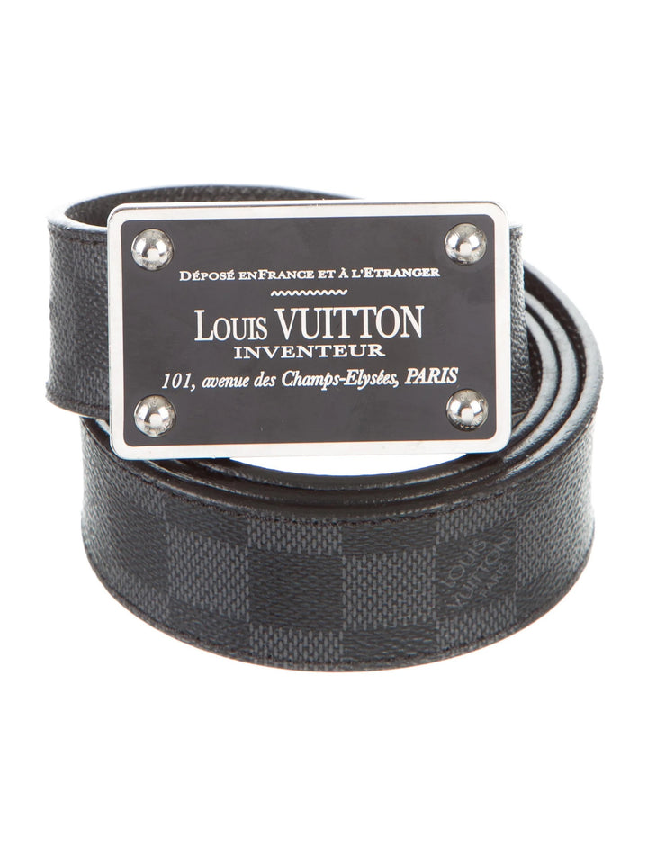 LOUIS VUITTON DAMIER GRAPHITE INVENTEUR BUCKLE REVERSIBLE BELT