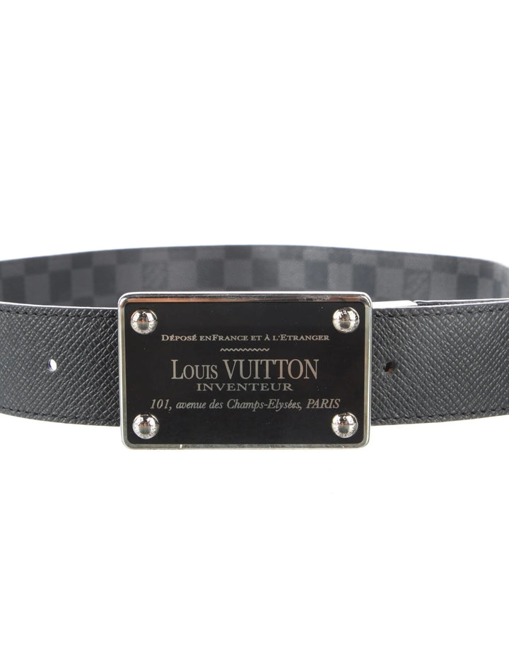 LOUIS VUITTON DAMIER GRAPHITE INVENTEUR BUCKLE REVERSIBLE BELT