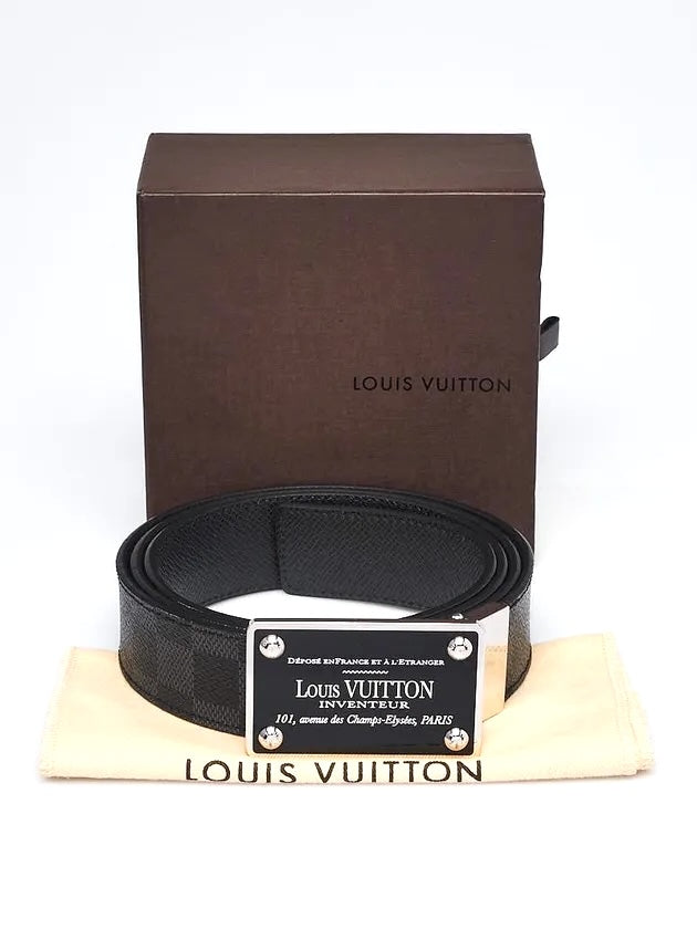 LOUIS VUITTON DAMIER GRAPHITE INVENTEUR BUCKLE REVERSIBLE BELT