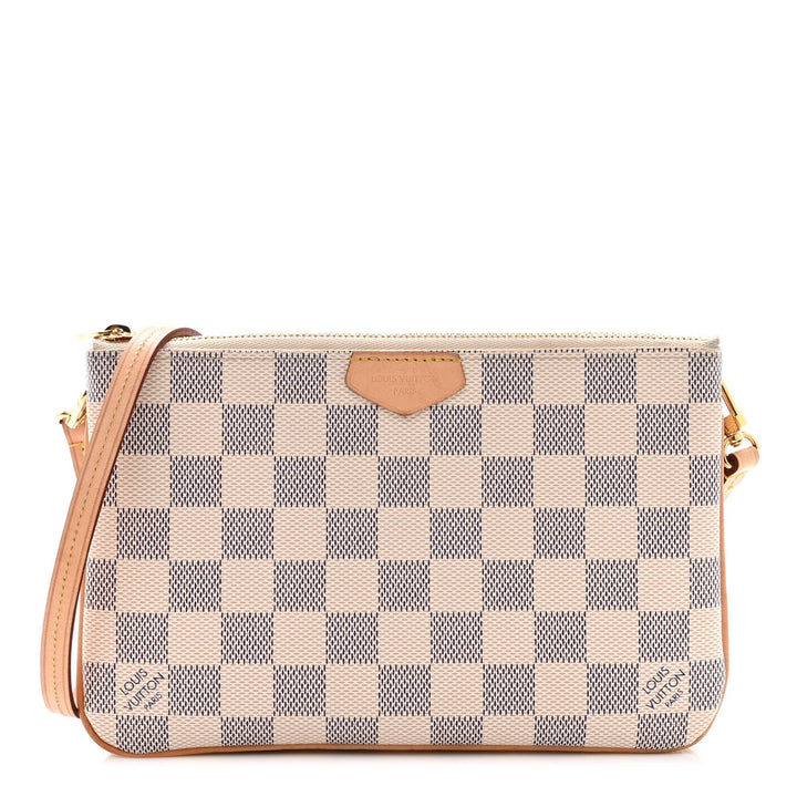 LOUIS VUITTON DAMIER AZUR DOUBLE ZIP POCHETTE- ROSE BALLERINE