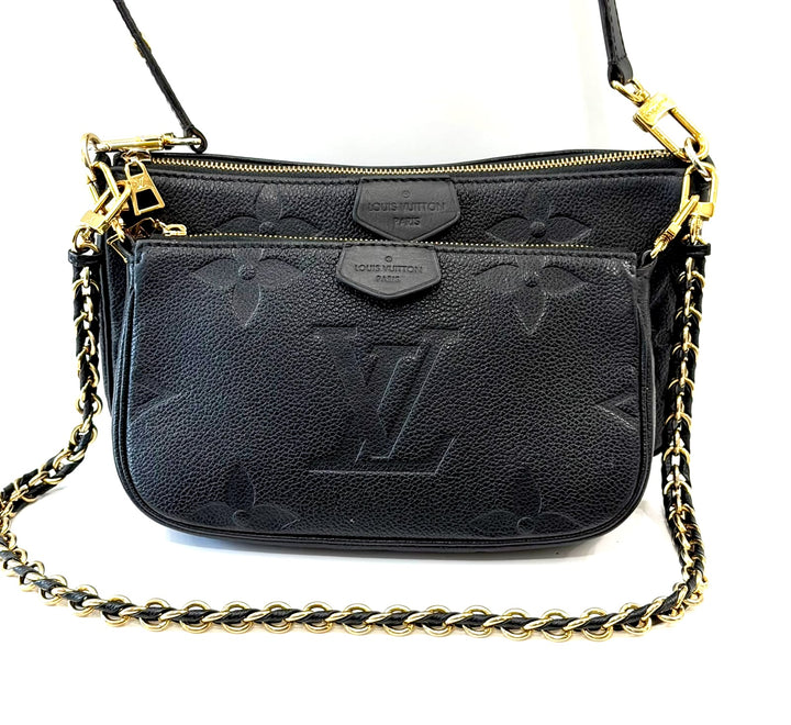 LOUIS VUITTON EMPREINTE LEATHER MONOGRAM MULTI POCHETTE CROSSBODY BAG