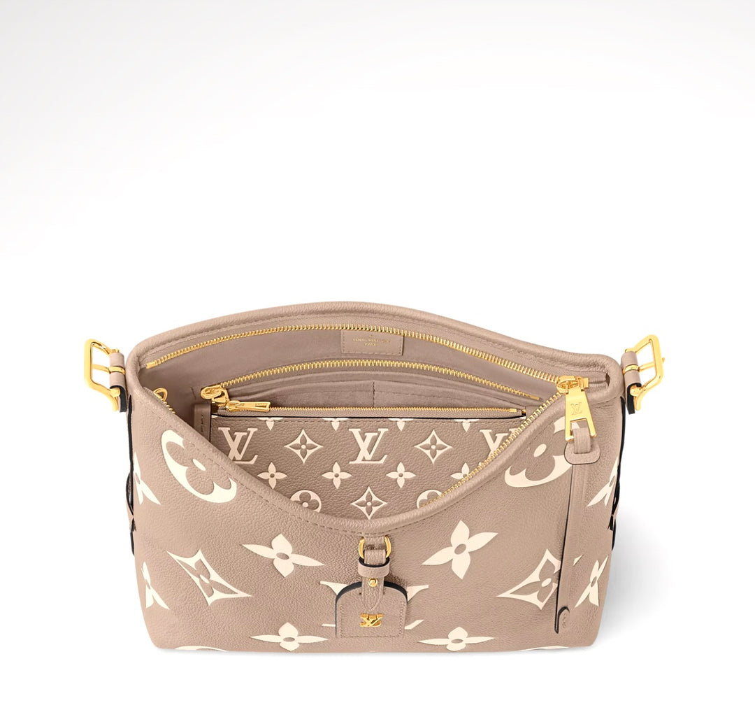 LOUIS VUITTON  MONOGRAM GIANT CARRYALL PM EMPREINTE LEATHER BAG