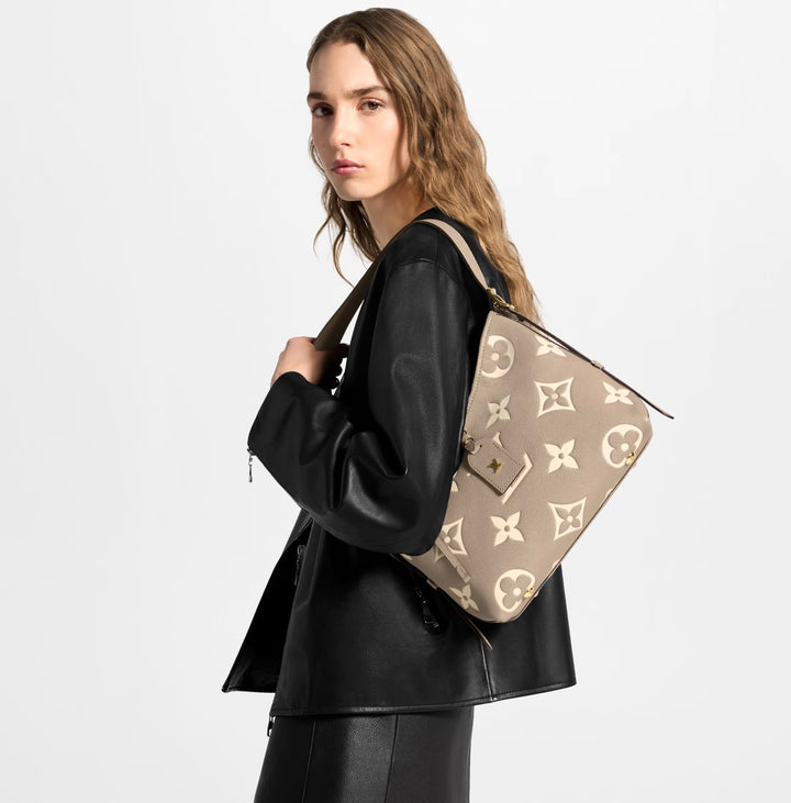 LOUIS VUITTON  MONOGRAM GIANT CARRYALL PM EMPREINTE LEATHER BAG
