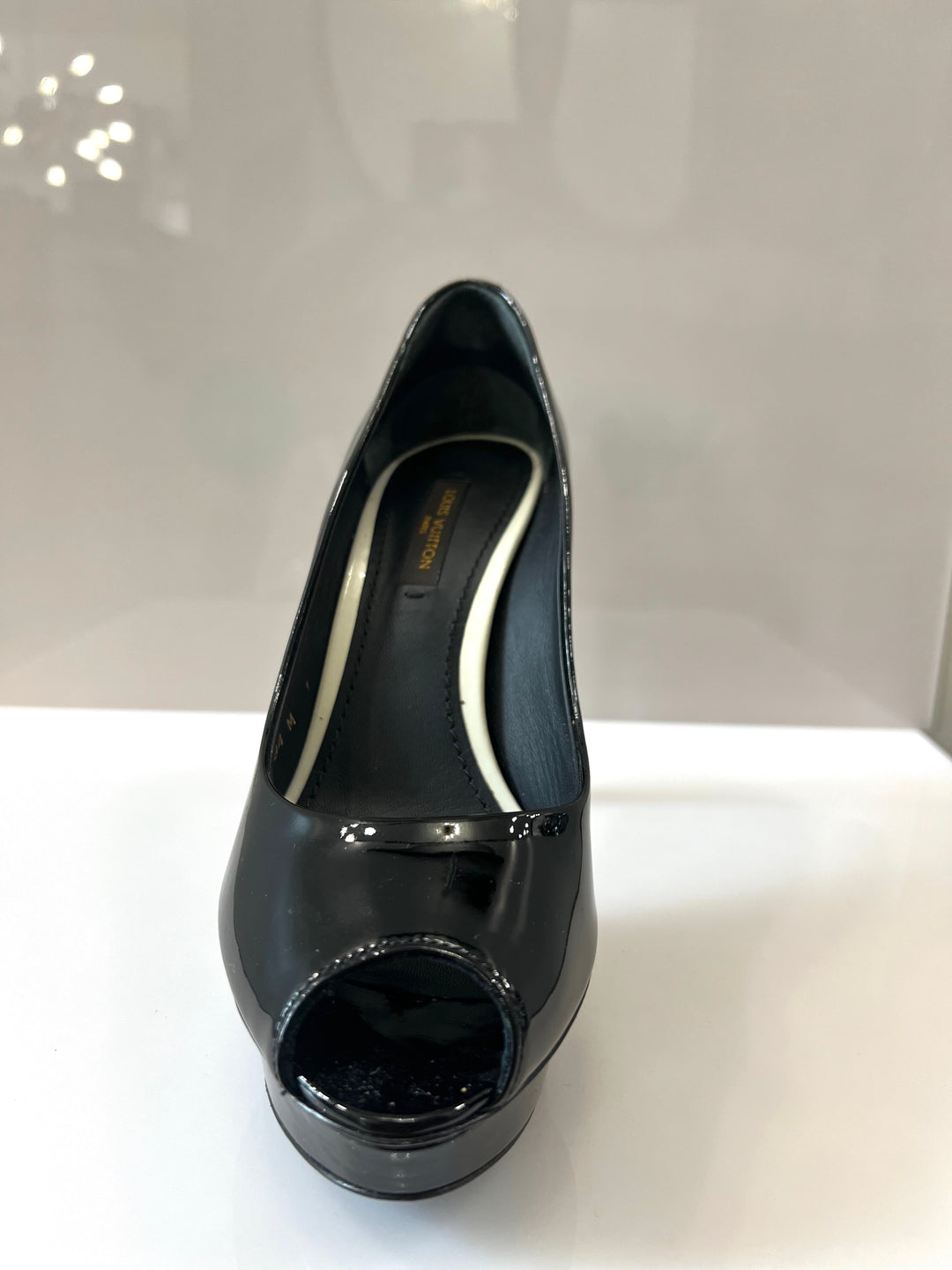 LOUIS VUITTON EYELINE PEEP TOE PLATFORM PUMPS