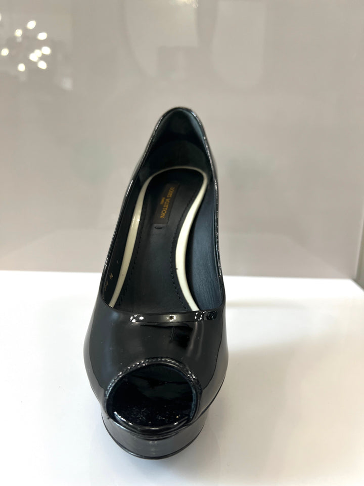 LOUIS VUITTON EYELINE PEEP TOE PLATFORM PUMPS