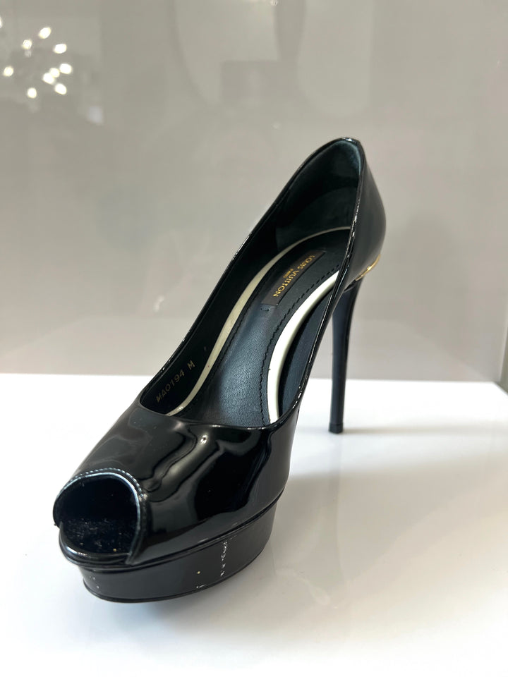 LOUIS VUITTON EYELINE PEEP TOE PLATFORM PUMPS