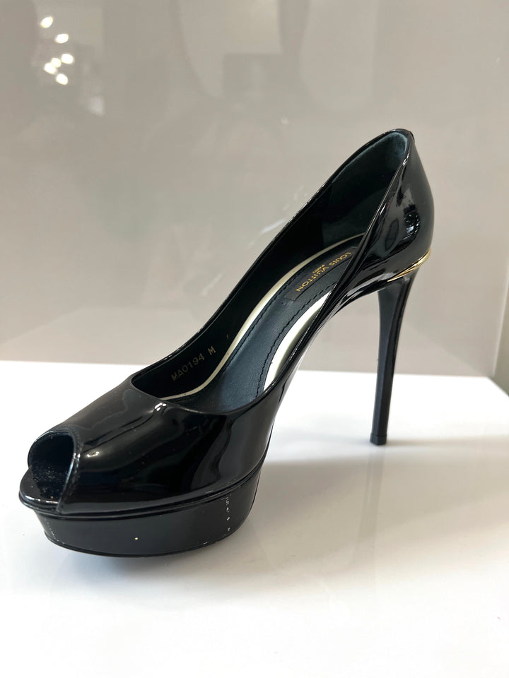 LOUIS VUITTON EYELINE PEEP TOE PLATFORM PUMPS