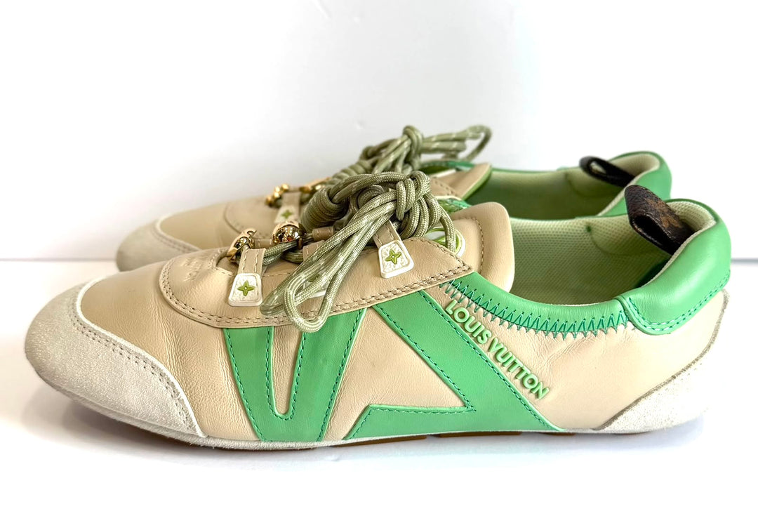LOUIS VUITTON LV SNEAKERINA LAMBSKIN &amp; SUEDE CALFSKIN LEATHER SNEAKERS