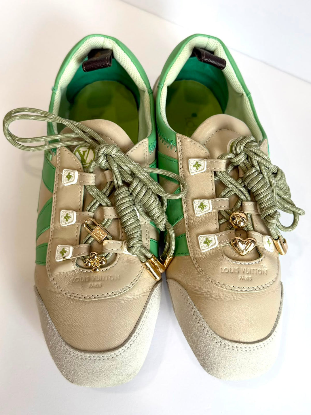 LOUIS VUITTON LV SNEAKERINA LAMBSKIN &amp; SUEDE CALFSKIN LEATHER SNEAKERS