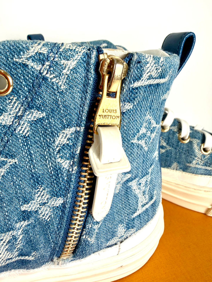 LV MONOGRAM STELLAR DENIM HIGH-TOP SNEAKERS