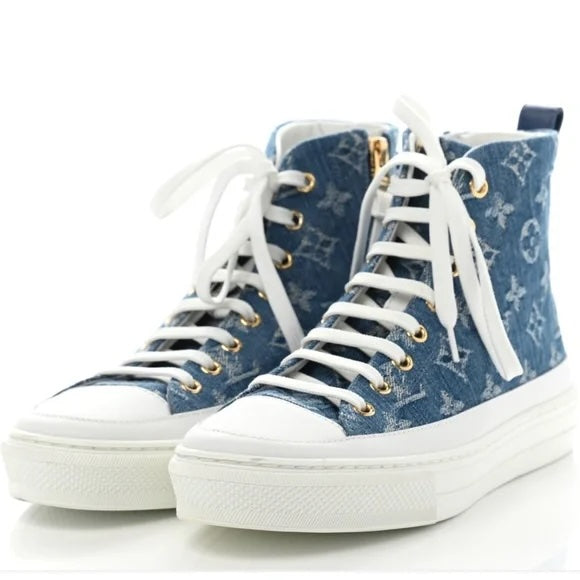 LV MONOGRAM STELLAR DENIM HIGH-TOP SNEAKERS