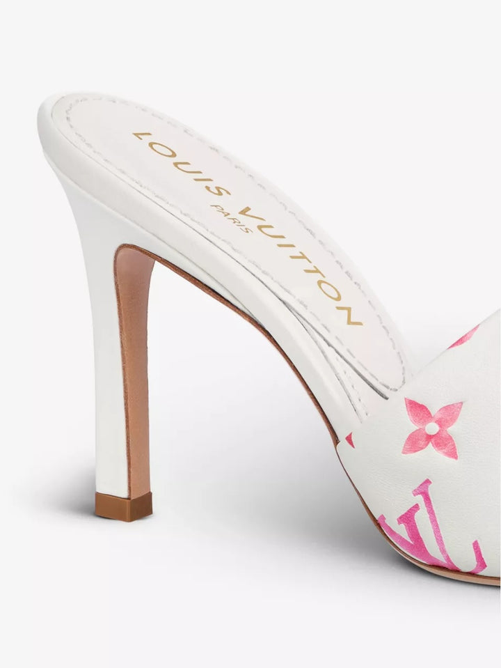 LOUIS VUITTON LAMBSKIN EMBOSSED MONOGRAM REVIVAL MULES