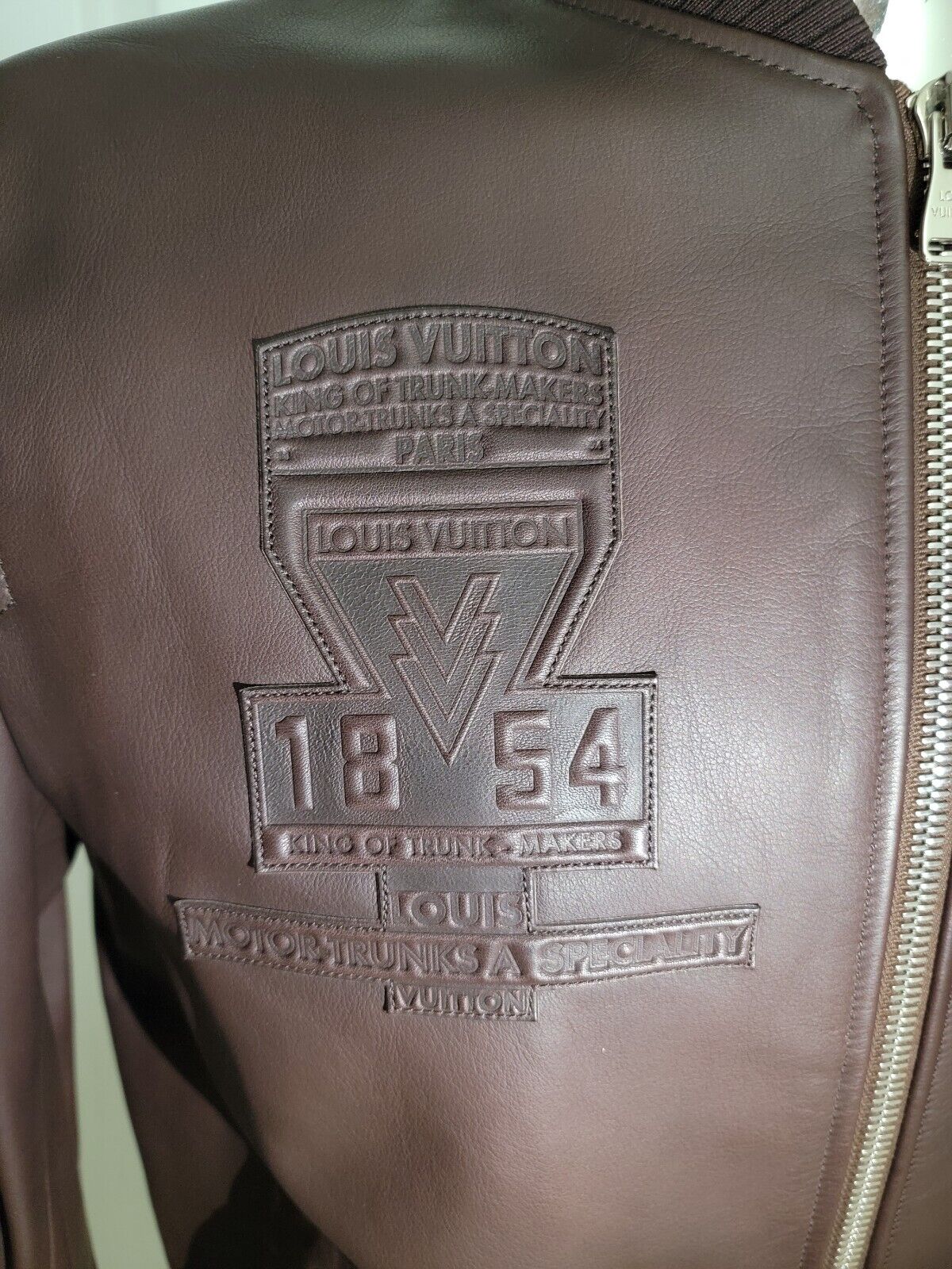 Louis Vuitton Brown Calfskin King Of Trunk-Makers Patch Blouson Jacket