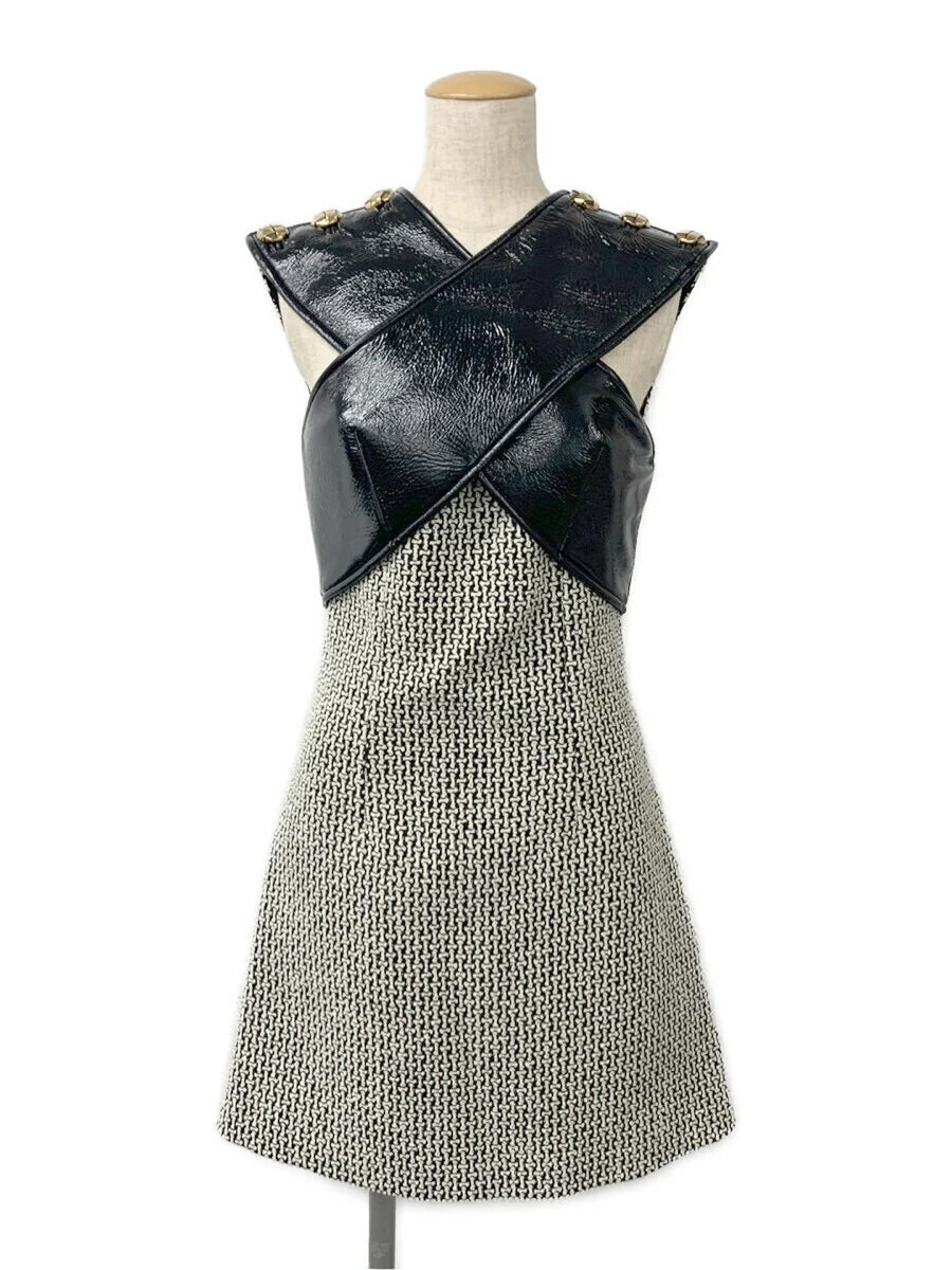 LOUIS VUITTON A-LINE LEATHER CRISS-CROSS BUST MINI DRESS