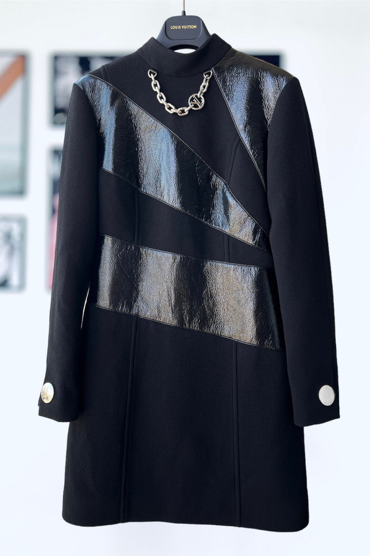 LOUIS VUITTON LONG-SLEEVED VINYL INSERT MINI DRESS