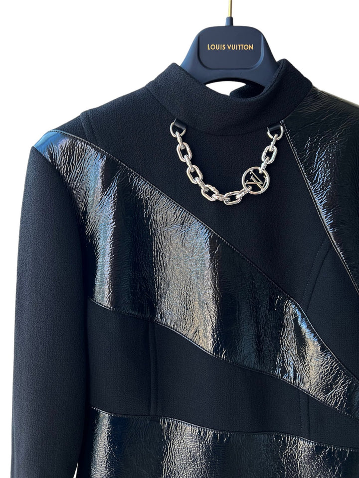 LOUIS VUITTON LONG-SLEEVED VINYL INSERT MINI DRESS