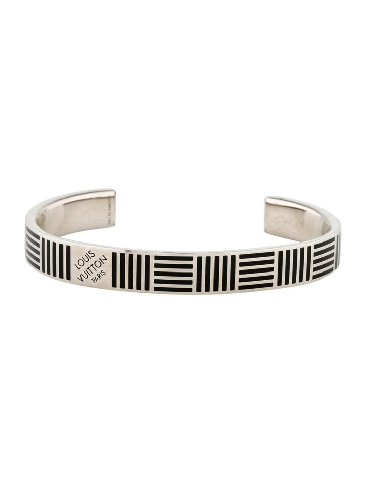 LOUIS VUITTON BRASS DAMIER STYLE CUFF BRACELET