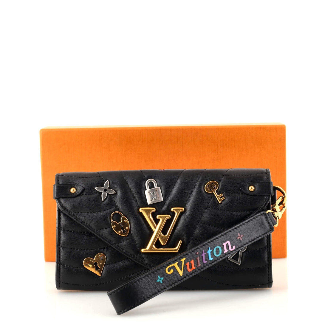 LOUIS VUITTON LOVE LOCK NEW WAVE LONG CALFSKIN LEATHER WALLET WRISTLET