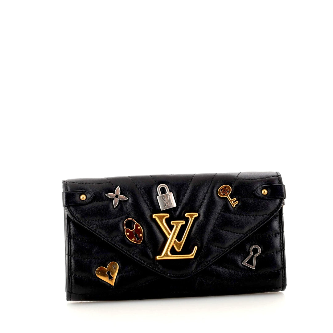 LOUIS VUITTON LOVE LOCK NEW WAVE LONG CALFSKIN LEATHER WALLET WRISTLET